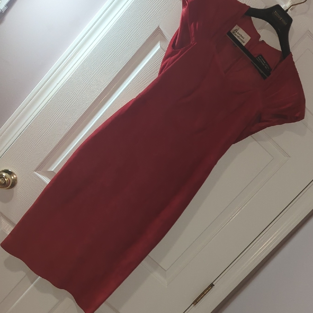Gorgeous Vintage Red Leather Dress.  Size 6.